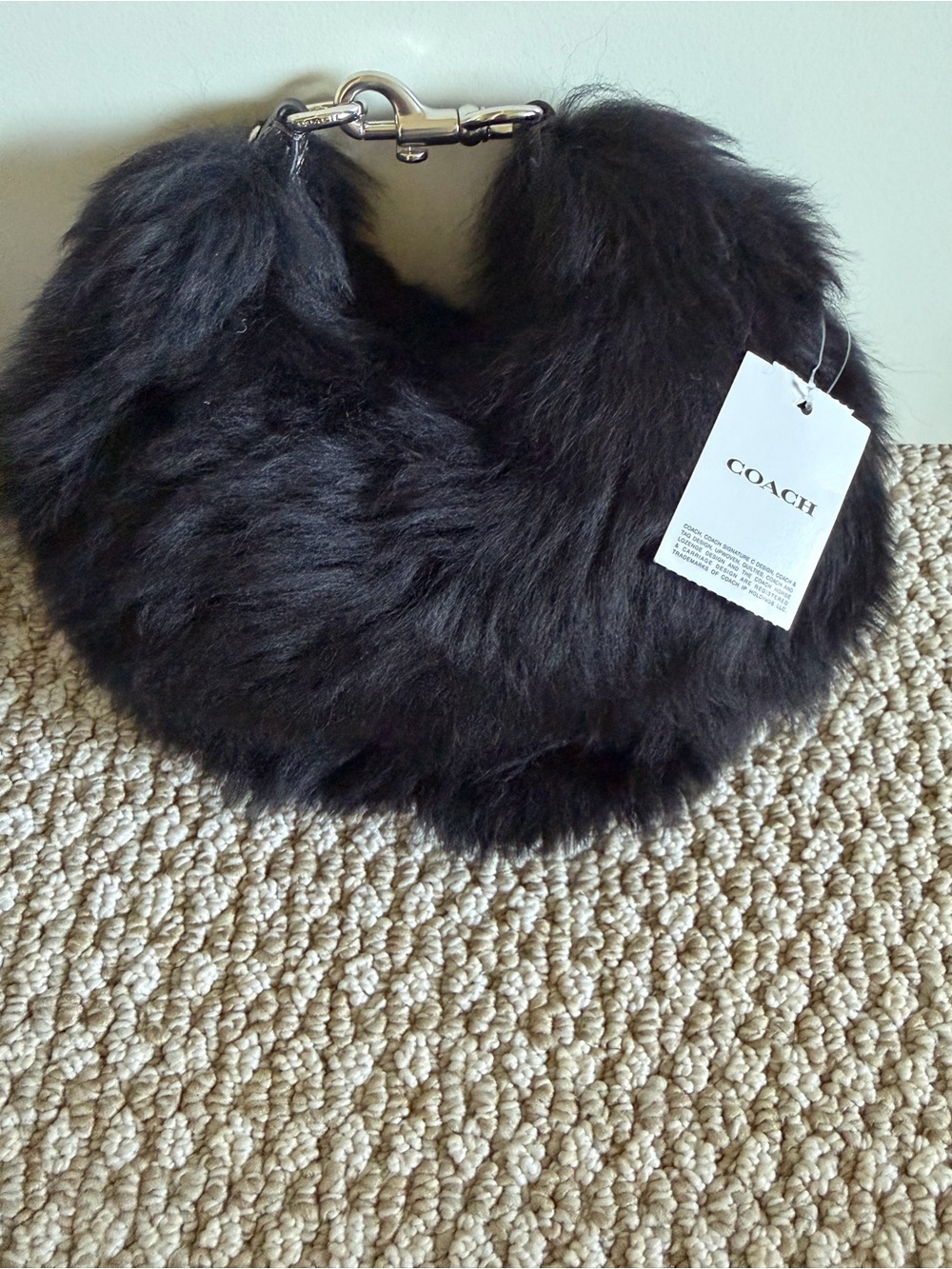 Coach NWT - Jonie Plush Black Shearling Bag CW575 - Picture 8 of 12